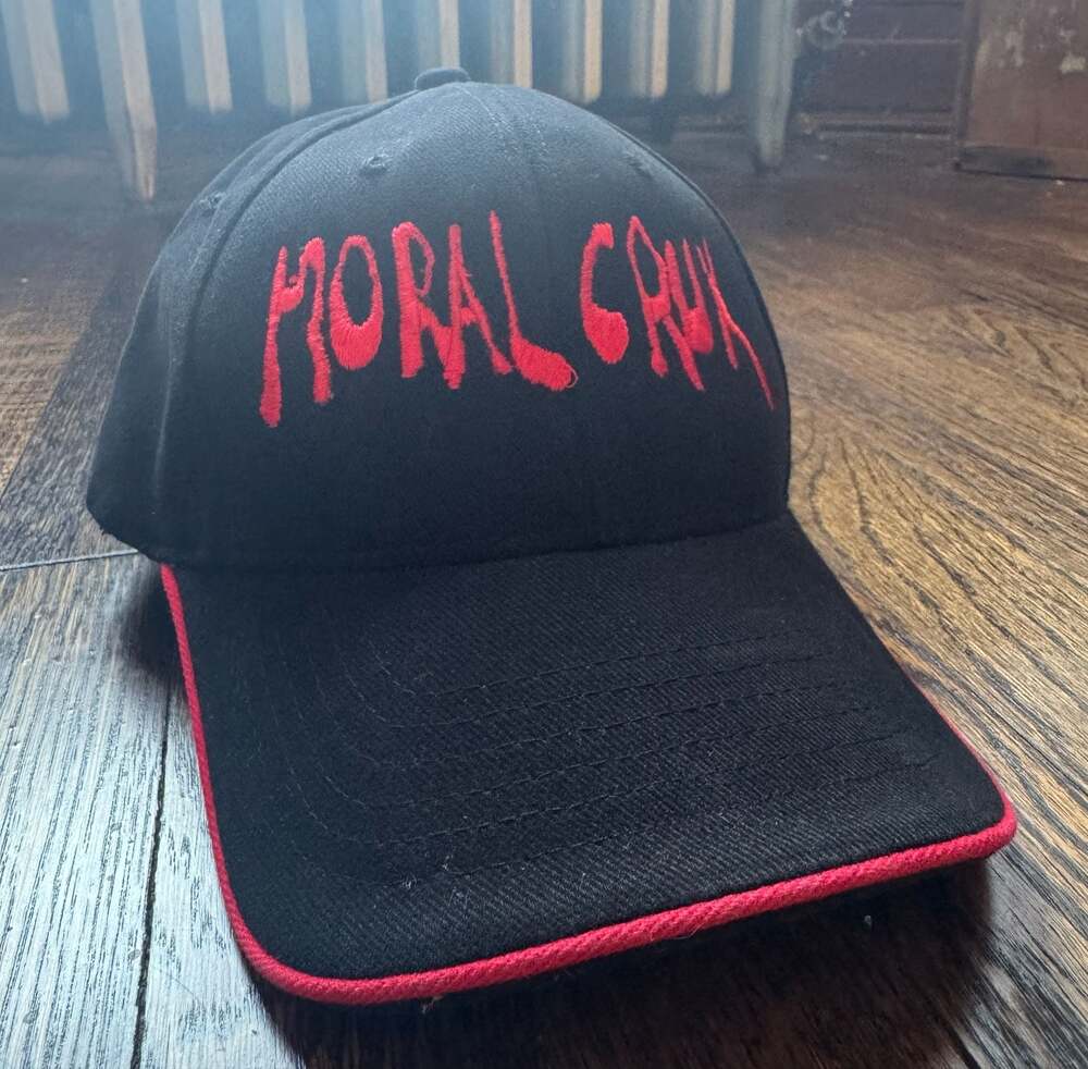 VTG 00s Moral Crux Band Logo Nu-Fit S/M Fitted Baseball Cap ‘77 PUNK POP LOOKOUT
